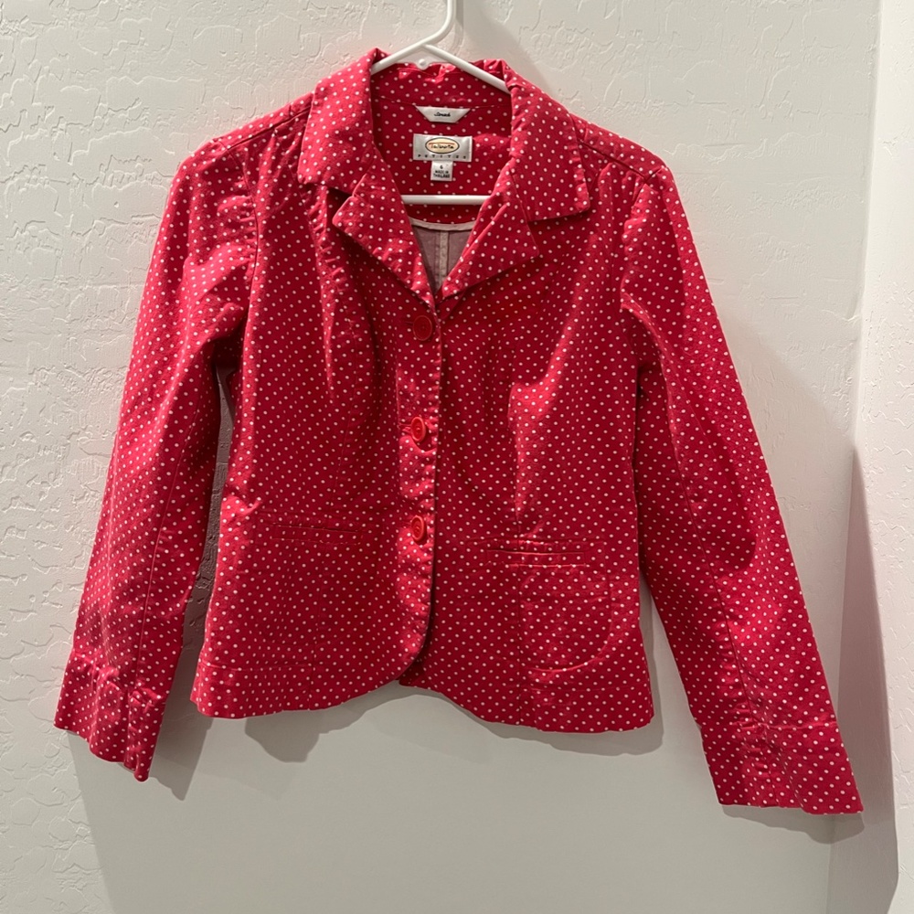 Talbots Petites Blazer Pink with white polka dots Size 6